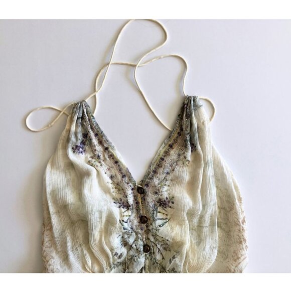 Camilla Strap Dress with Shaped Waistband Memories of Moree Cream Size Medium - Picture 7 of 11